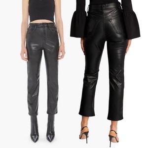 Mother High Waisted Faux Leather Rider Pants 34 Straight Leg Ankle